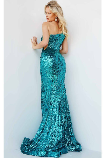 Sequin Fitted One Shoulder Gown by Jovani 23076 - Long Formal Dresses