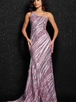 Sequin Fitted One Shoulder Gown by Jovani 24031