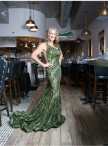 Sequin Fitted One Shoulder Gown by Jovani 24031