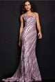 Sequin Fitted One Shoulder Gown by Jovani 24031 - 00 / Pink/Silver - Long Formal Dresses