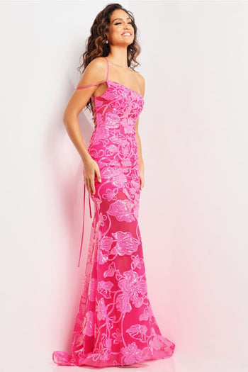 Sequin Fitted One Shoulder Gown by Jovani 38463 - Long Formal Dresses