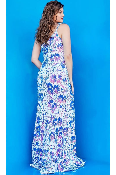 Sequin Fitted One Shoulder Slit Gown by Jovani 08256 - Long Formal Dresses