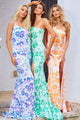 Sequin Fitted One Shoulder Slit Gown by Jovani 08256 - 00 / Ivory/Light Orange - Long Formal Dresses