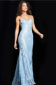 Sequin Fitted Sleeveless Gown by Jovani 37648 - 00 / Light Blue - Long Formal Dresses