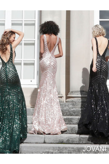 Sequin Fitted Sleeveless Gown by Jovani 59762 - Long Formal Dresses