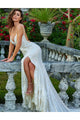 Sequin Fitted Sleeveless Slit Gown by Jovani 1012 - 00 / Cream - Long Formal Dresses