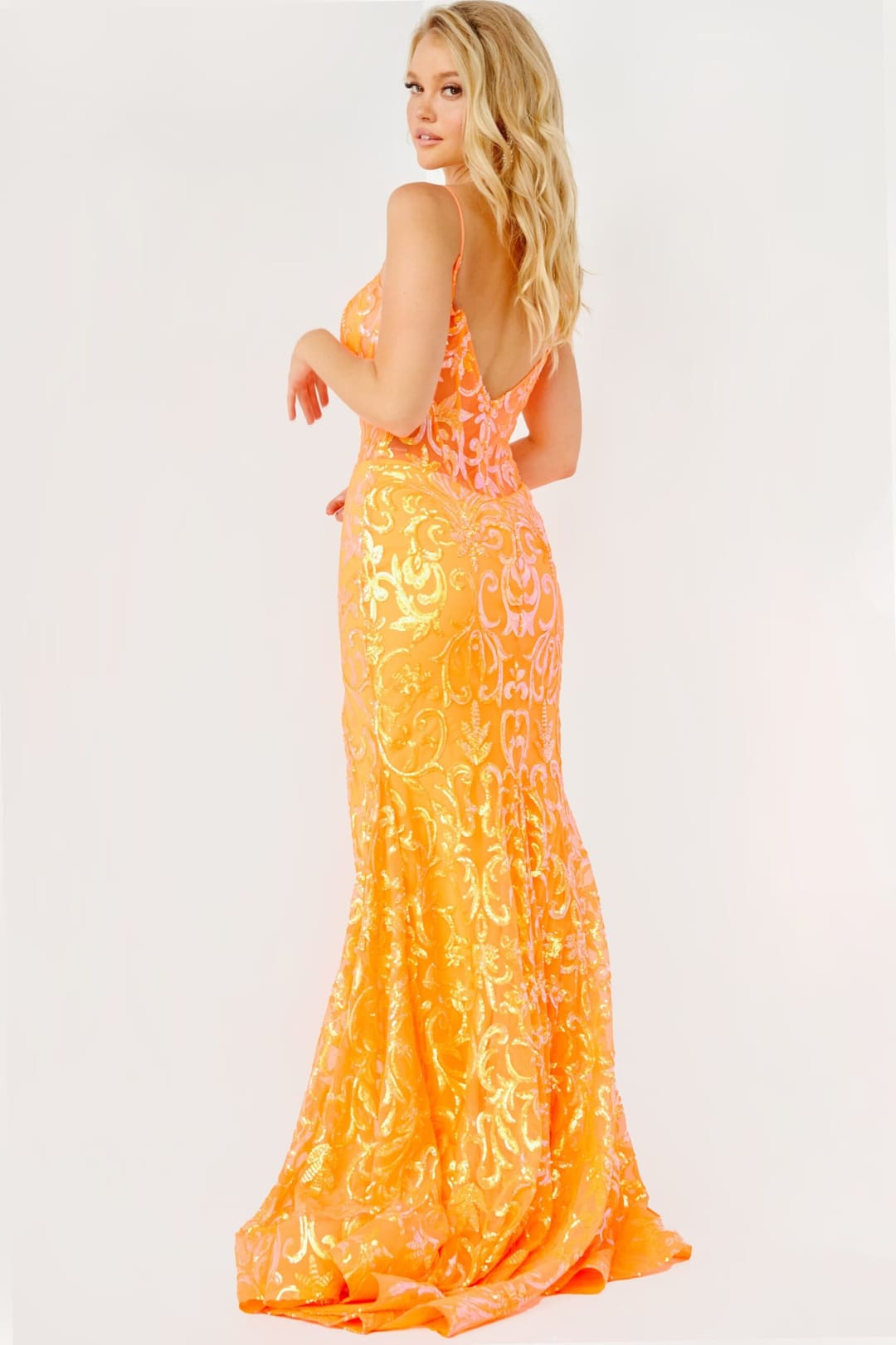 Sequin Fitted Sleeveless Slit Gown by Jovani 23216 - Long Formal Dresses