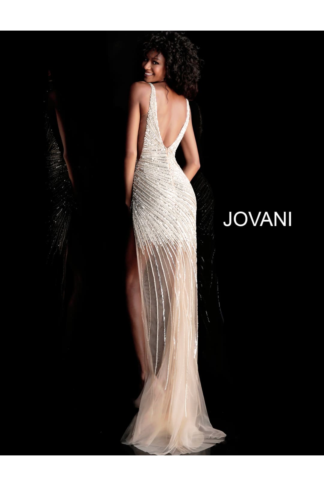 Sequin Fitted Sleeveless Slit Gown by Jovani 63405 - Long Formal Dresses