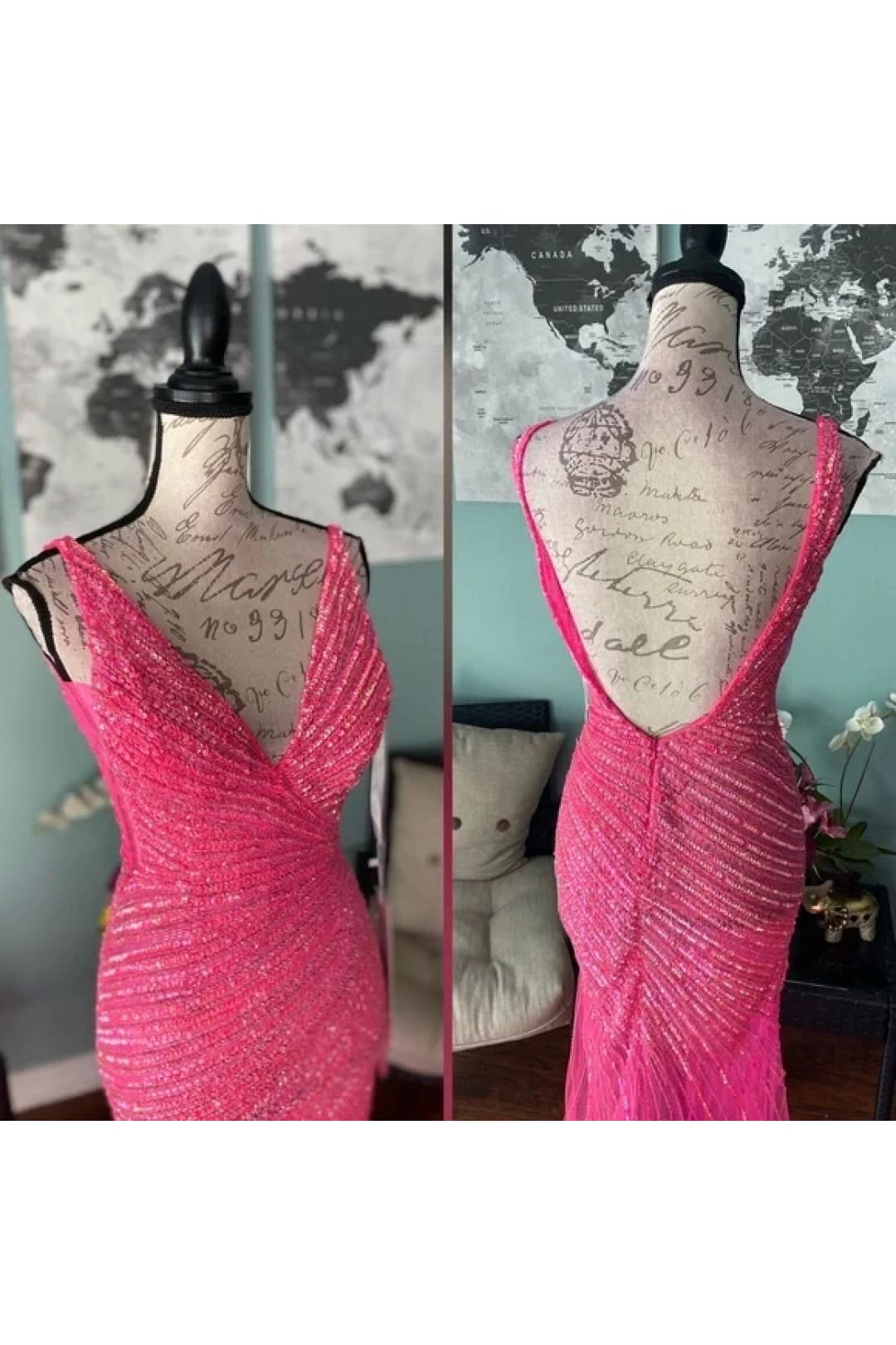 Sequin Fitted Sleeveless Slit Gown by Jovani 63405 - 00 / Neon Pink - Long Formal Dresses