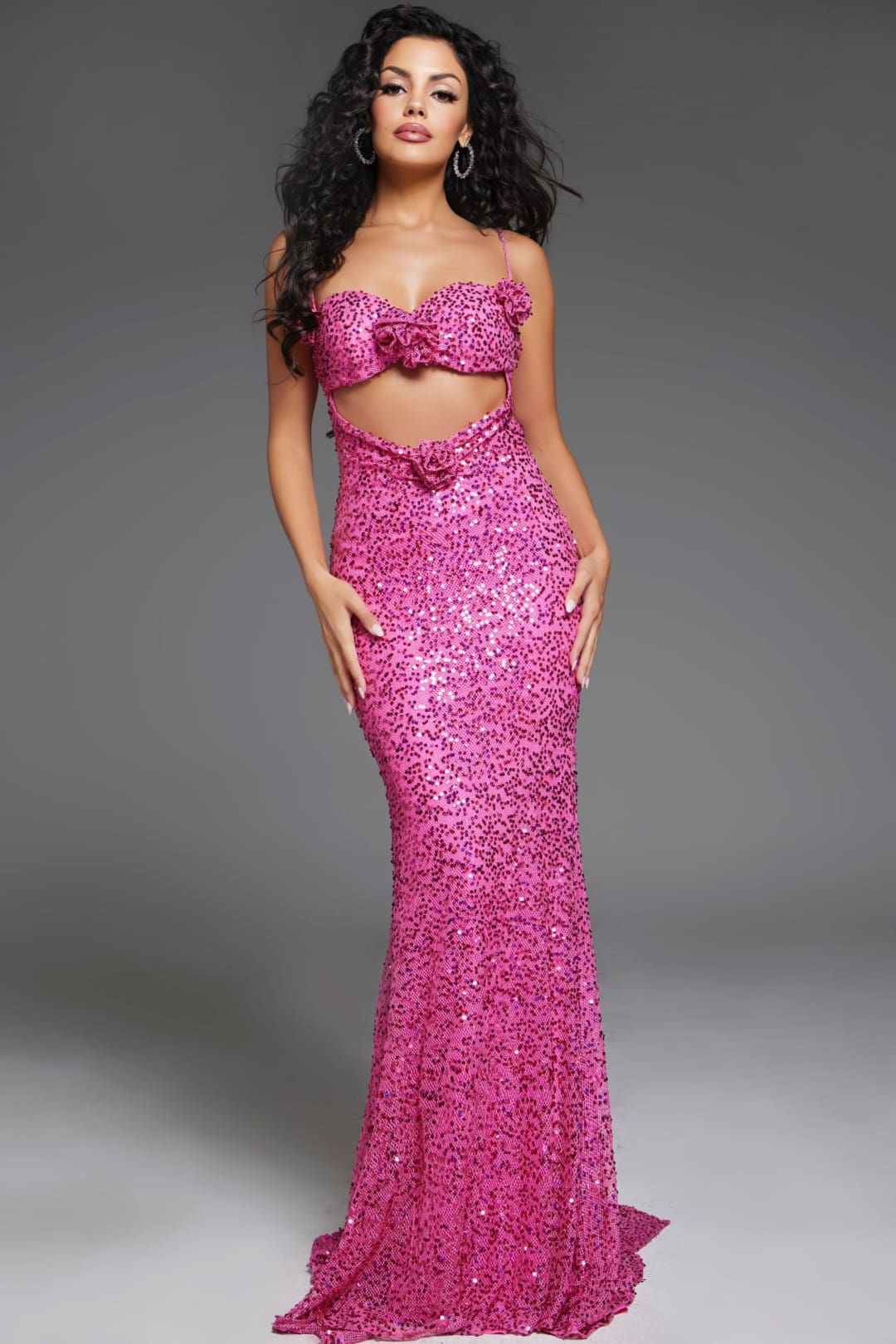 Sequin Fitted Sleeveless Slit Gown by Jovani D5403 - Long Formal Dresses