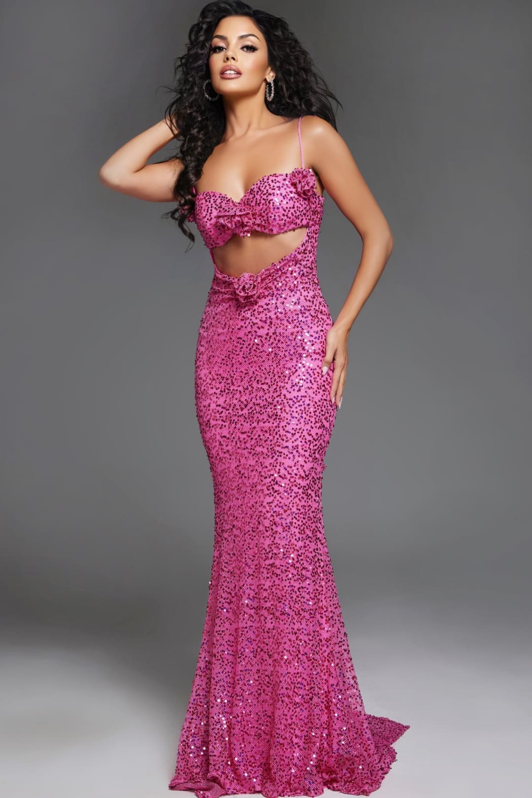 Sequin Fitted Sleeveless Slit Gown by Jovani D5403 - Long Formal Dresses