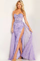 Sequin Fitted Strapless Slit Gown by Jovani 26232 - 00 / Lilac - Long Formal Dresses