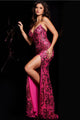 Sequin Fitted Strapless Slit Gown by Jovani 37271 - Long Formal Dresses