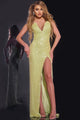Sequin Fitted Strapless Slit Gown by Jovani 43442 - 00 / Light Green - Long Formal Dresses