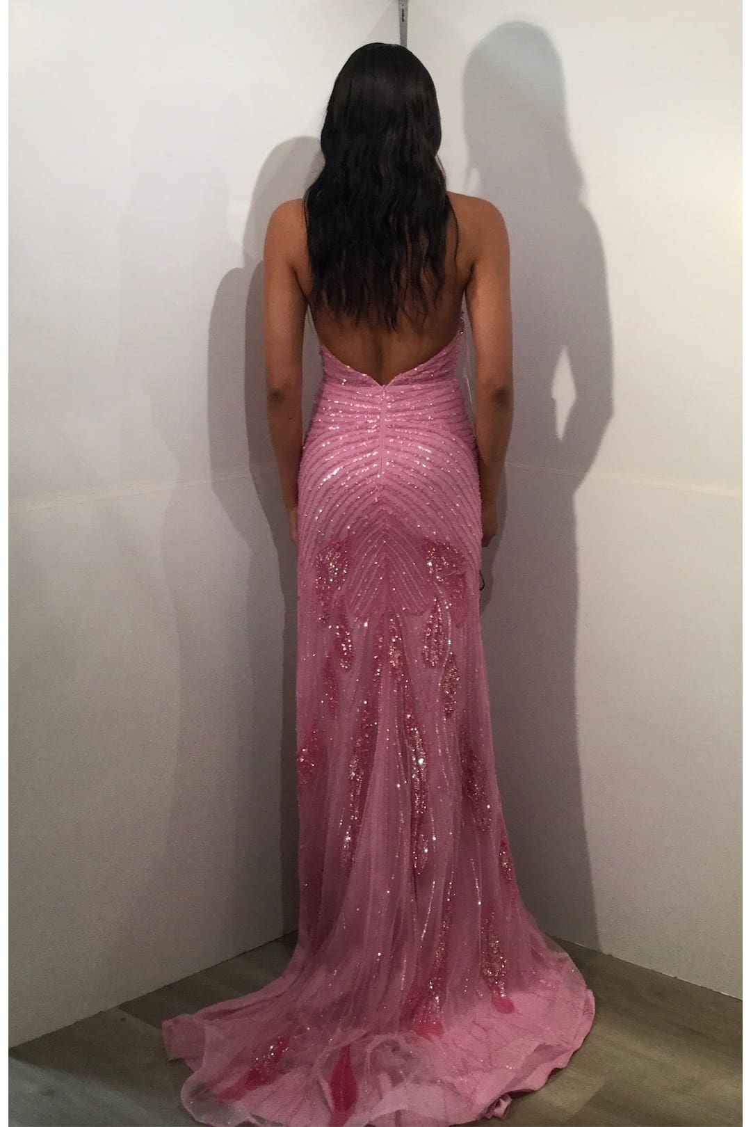 Sequin Fringe Fitted Halter Slit Gown by Jovani D6105 - Long Formal Dresses
