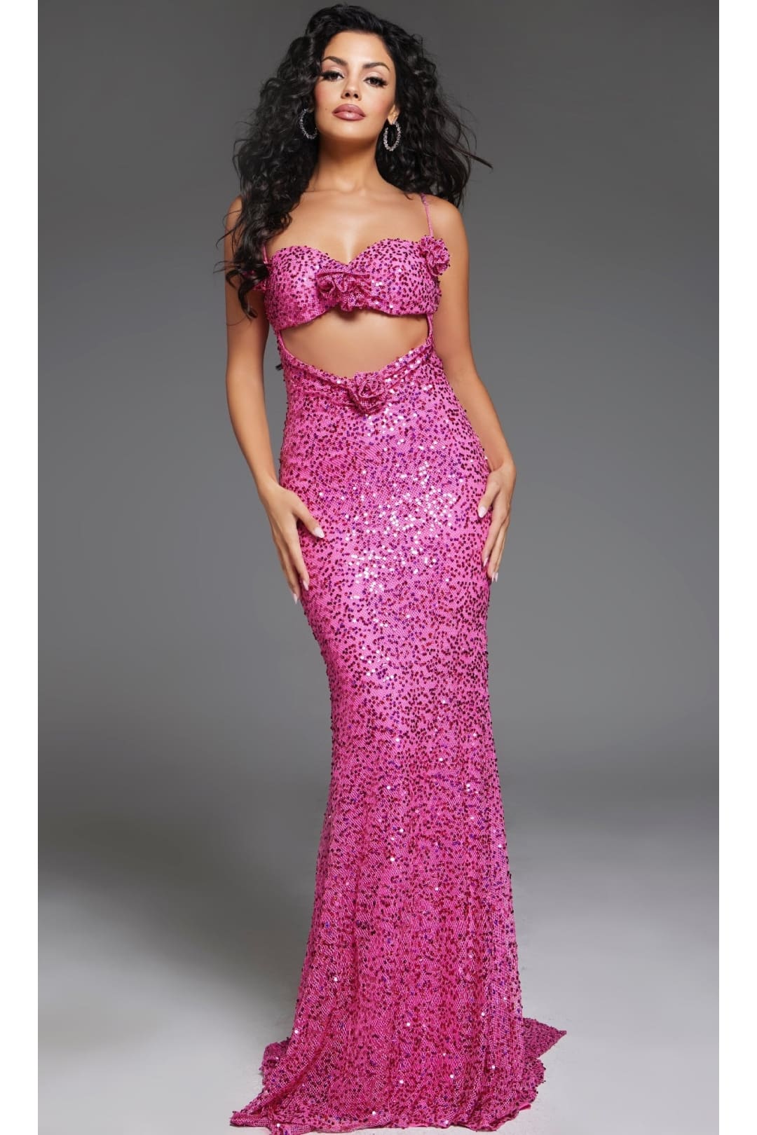 Sequin Hot Pink Prom Dress: Jovani D5403 - Apparel & Accessories > Clothing > Dresses