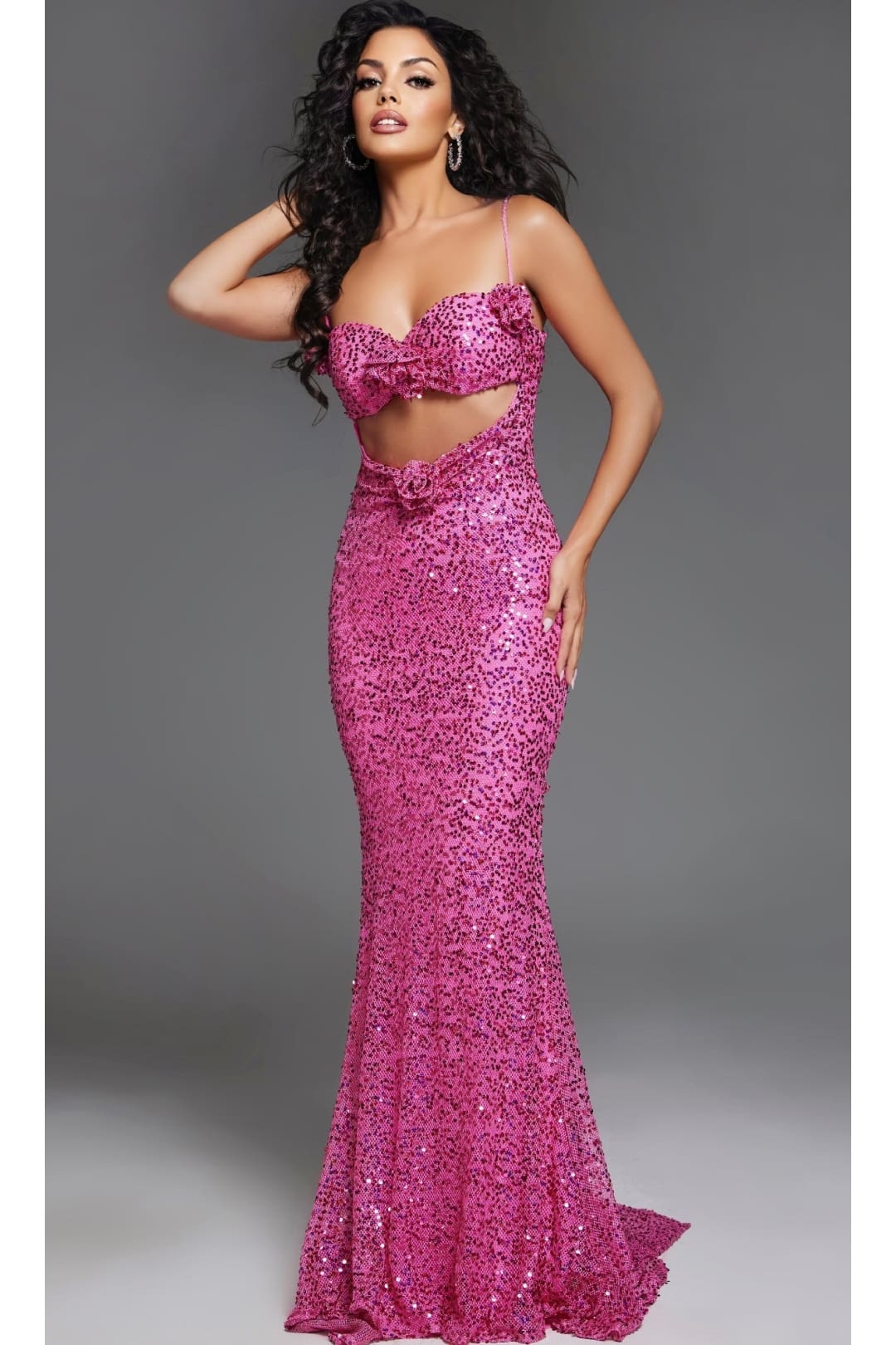 Sequin Hot Pink Prom Dress: Jovani D5403 - Apparel & Accessories > Clothing > Dresses