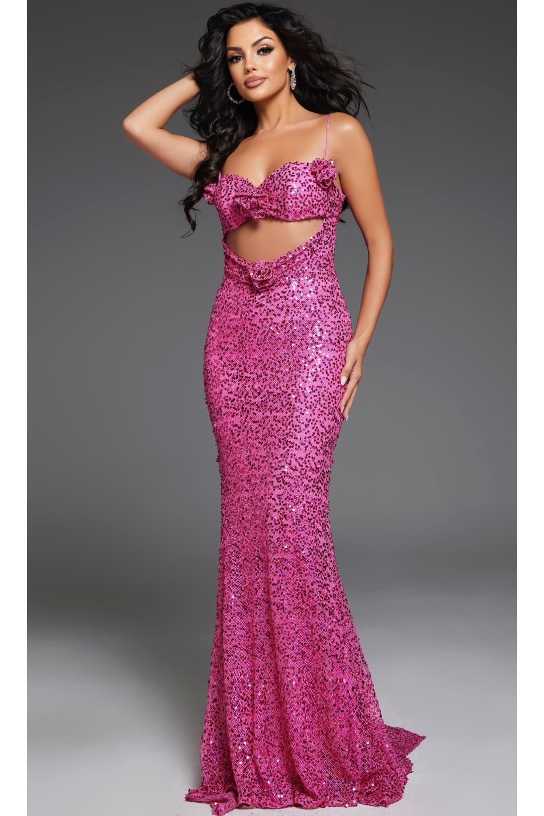 Sequin Hot Pink Prom Dress: Jovani D5403 - Apparel & Accessories > Clothing > Dresses