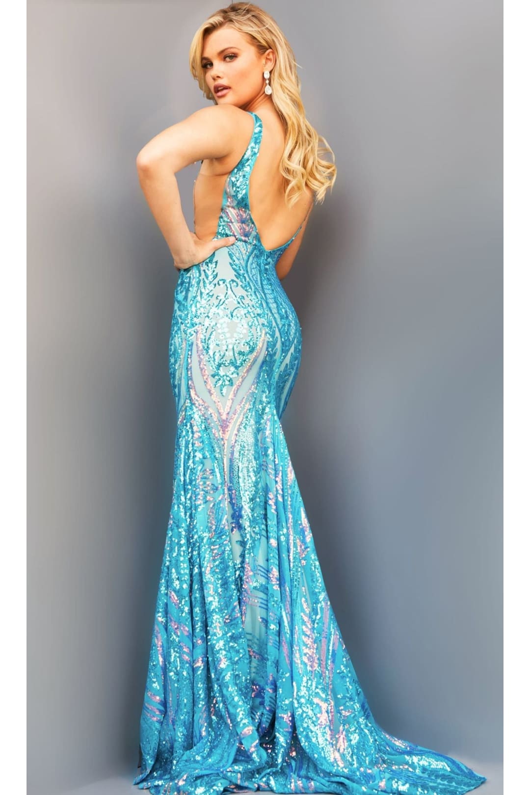 Sequin Jovani Plus-Size Prom Dress with Sheer Sides - Apparel & Accessories > Clothing > Dresses