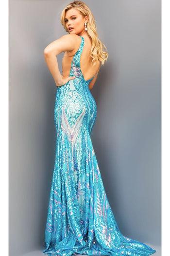 Sequin Jovani Plus-Size Prom Dress with Sheer Sides - Apparel & Accessories > Clothing > Dresses
