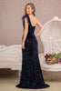 Sequin One Shoulder Feather Gown by GLS Gloria GL3154 - Long Formal Dresses