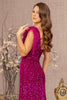 Sequin One Shoulder Feather Gown by GLS Gloria GL3154 - Long Formal Dresses