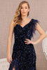 Sequin One Shoulder Feather Gown by GLS Gloria GL3154 - Long Formal Dresses