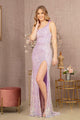 Sequin One Shoulder Feather Gown by GLS Gloria GL3165 - XS / Lilac - Long Formal Dresses