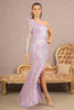 Sequin One Sleeve Feather Gown by GLS Gloria GL3128 - Long Formal Dresses