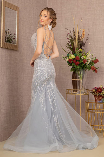 Sequin Print Feather Mermaid Gown by GLS Gloria GL3117 - Long Formal Dresses