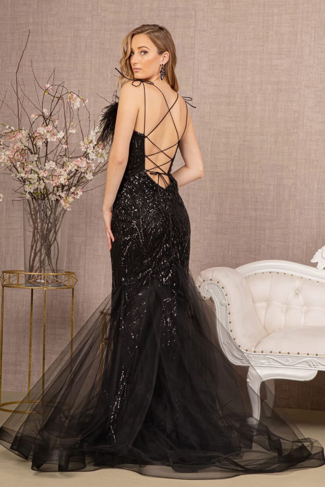 Sequin Print Feather Mermaid Gown by GLS Gloria GL3117 - Long Formal Dresses