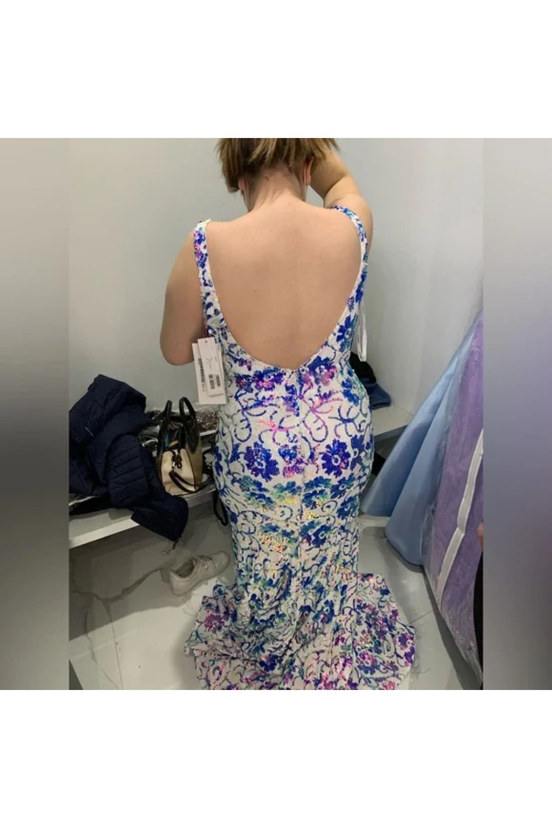Sequin Print Fitted Sleeveless Gown by Jovani 08257 - Long Formal Dresses