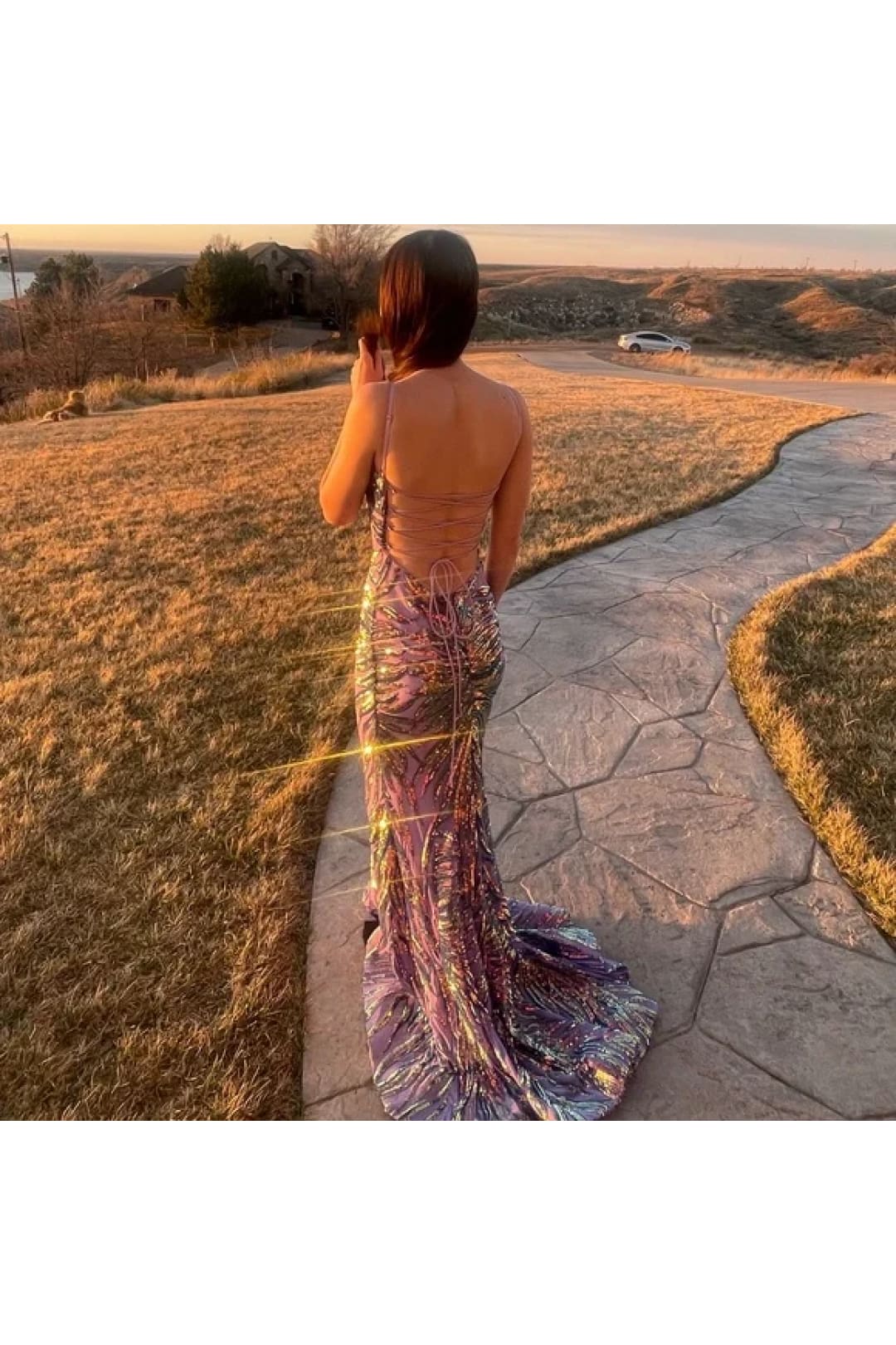 Sequin Print Fitted Sleeveless Gown by Jovani 08481 - Long Formal Dresses