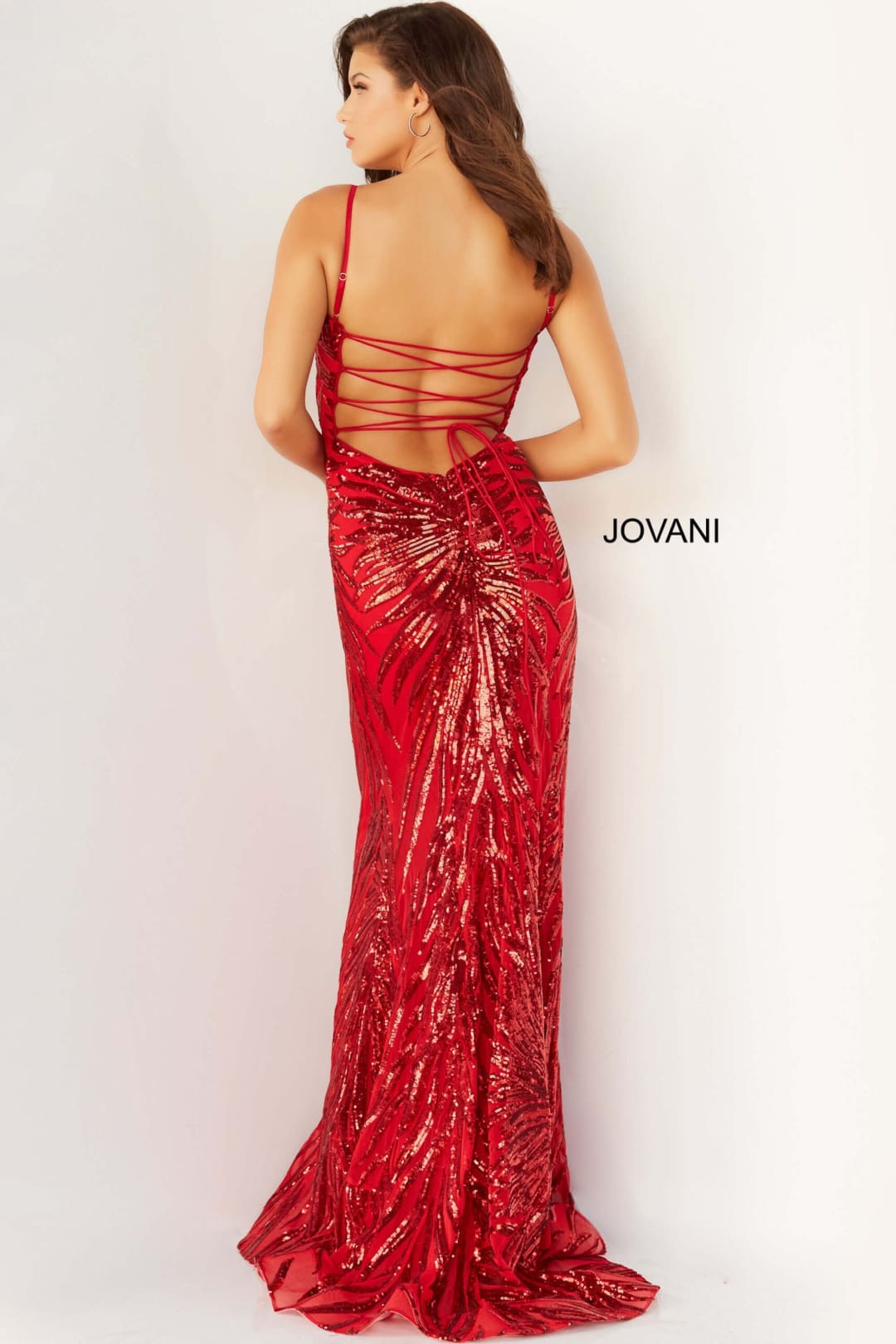 Sequin Print Fitted Sleeveless Gown by Jovani 08481 - Long Formal Dresses