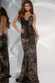 Sequin Print Fitted Sleeveless Gown by Jovani 43643 - 00 / Black/Gold - Long Formal Dresses