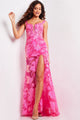 Sequin Print Fitted Sleeveless Slit Gown by Jovani 38462 - 00 / Hot Pink - Long Formal Dresses