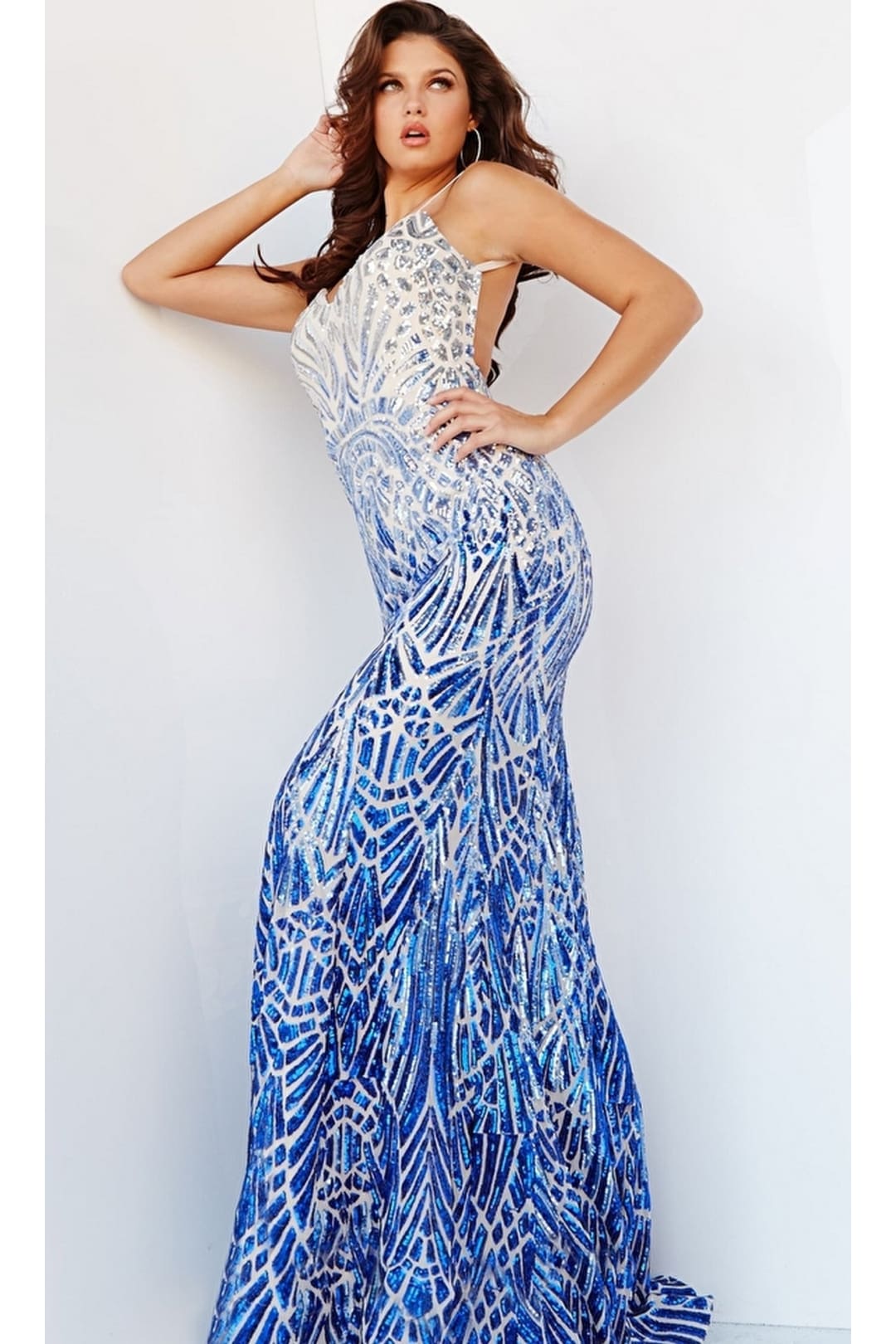 Sequin-Print Long Prom Dress: Jovani 06450 - Apparel & Accessories > Clothing > Dresses
