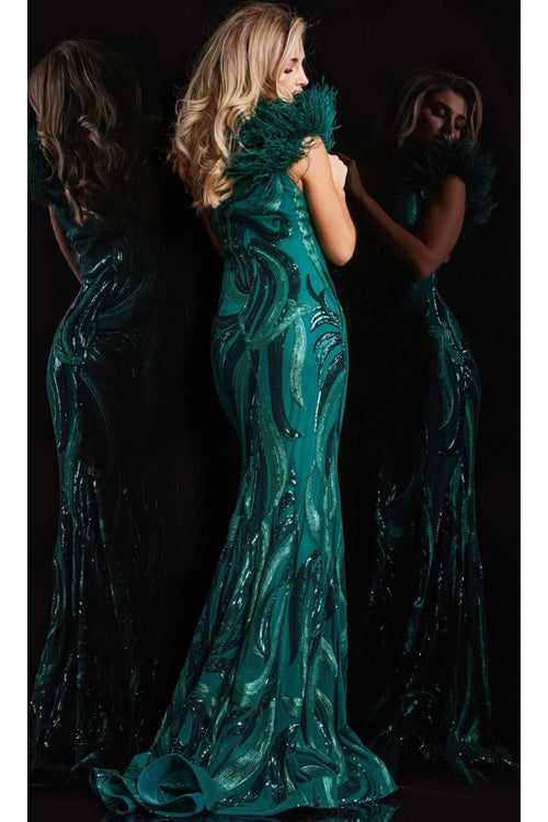 Sequin-Print Long Prom Dress: Jovani 32596 - Apparel & Accessories > Clothing > Dresses