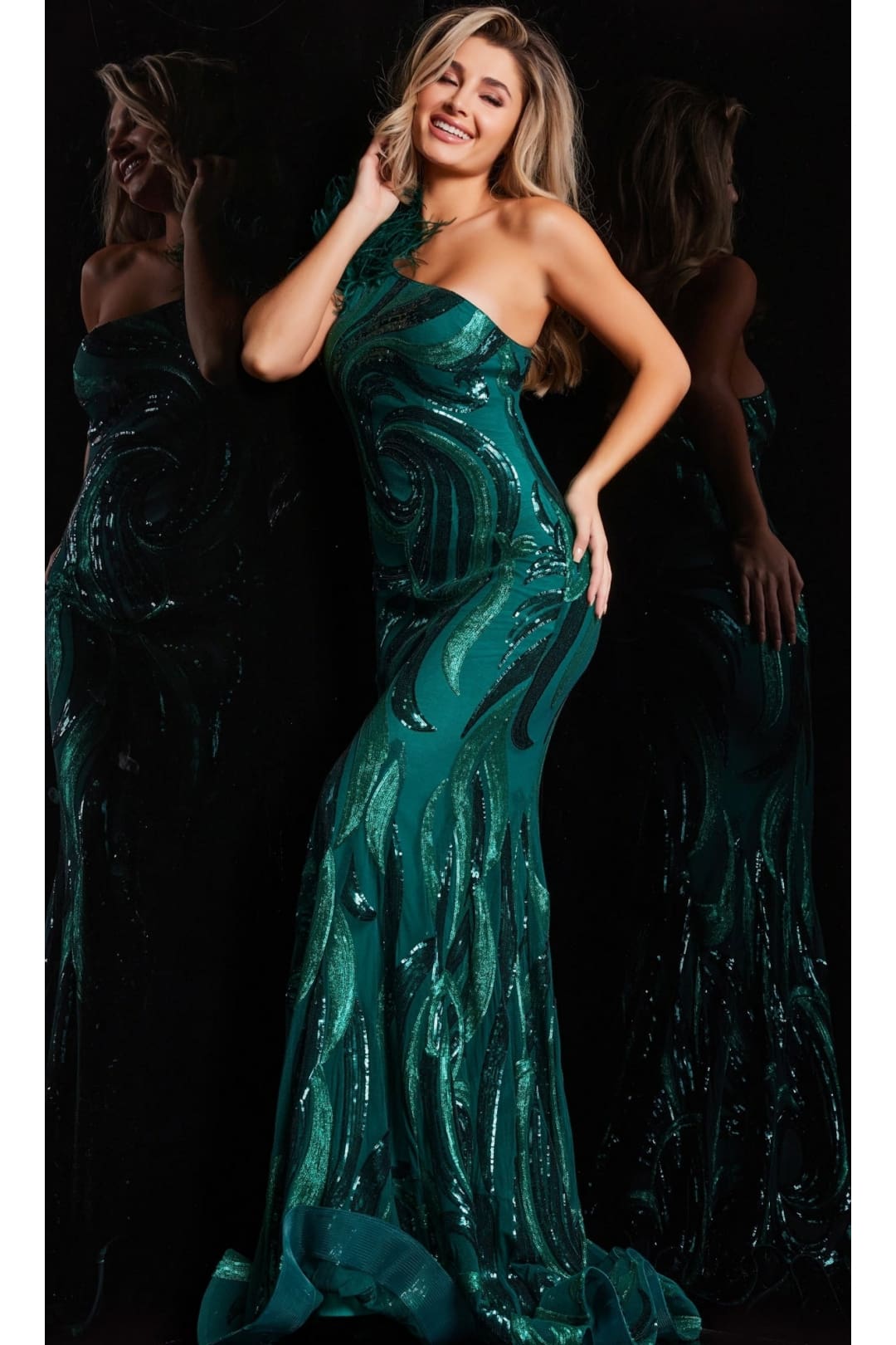 Sequin-Print Long Prom Dress: Jovani 32596 - Apparel & Accessories > Clothing > Dresses