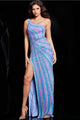 Sequin Print One Shoulder Slit Gown by Jovani 24607 - 00 / Multi - Long Formal Dresses