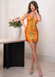 Rachel Allan 40452 Sequin Print Short V-Neck Dress