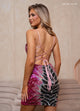 Rachel Allan 40452 Sequin Print Short V-Neck Dress