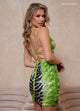 Rachel Allan 40452 Sequin Print Short V-Neck Dress