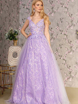 Sequin Print Sleeveless A-line Gown by GLS Gloria GL3398