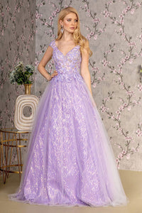 Sequin Print Sleeveless A-line Gown by GLS Gloria GL3398 - XS / Lilac - Long Formal Dresses