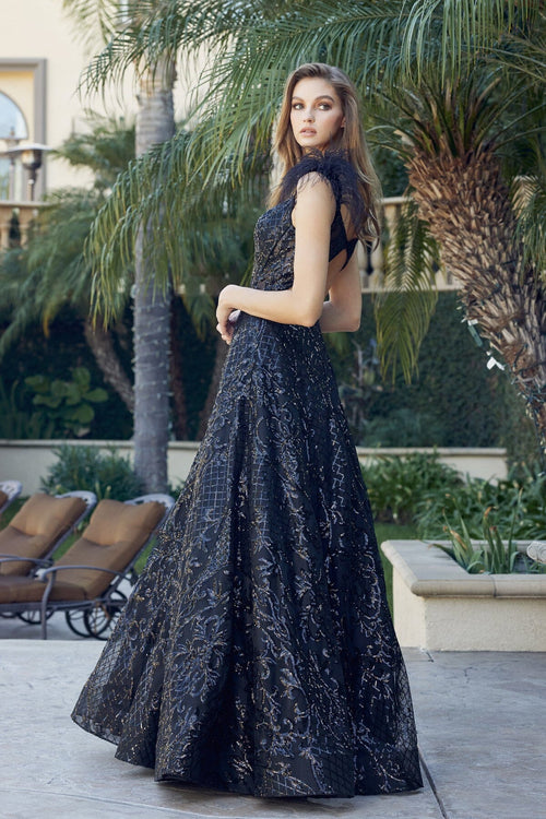Juliet Black/Gold Long Formal Dresses