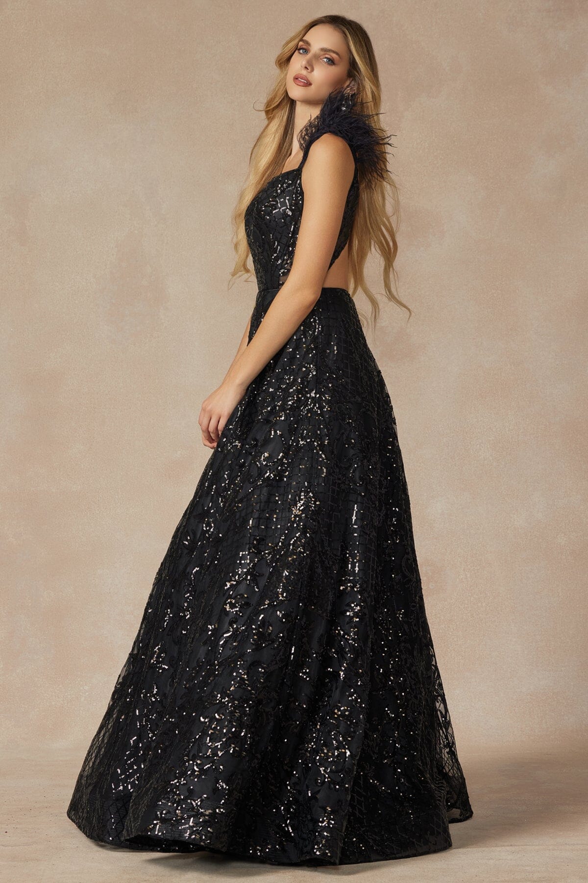 Juliet Black/Gold Long Formal Dresses