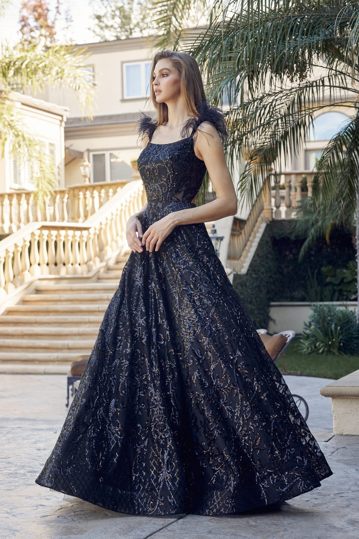 Juliet Black/Gold Long Formal Dresses