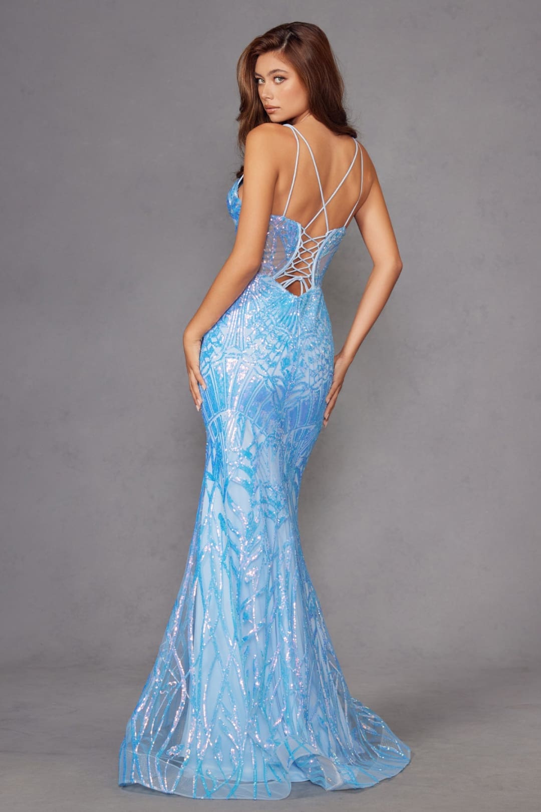 Sequin Print Sleeveless Gown by Juliet JT2886C - Long Formal Dresses