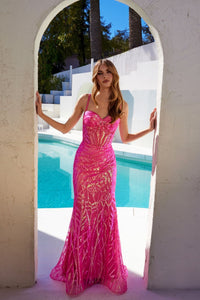 Sequin Print Sleeveless Gown by Juliet JT2886C - Long Formal Dresses